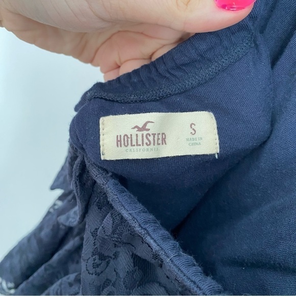 HOLLISTER Lace Strapless Tube Short Dress in Navy Blue • S Small - Picture 7 of 10